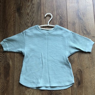 二手無汙少穿UNIQLO湖水綠五分袖針織上衣（Size:120)