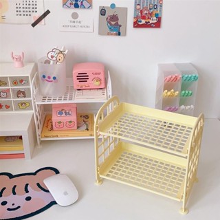 ⚡新品熱賣⚡韓國ins少女心雙層收納架 桌上置物架 廚房檯面架 桌面收納架 小物收納 書桌整理架 營業品收納架 浴室置物