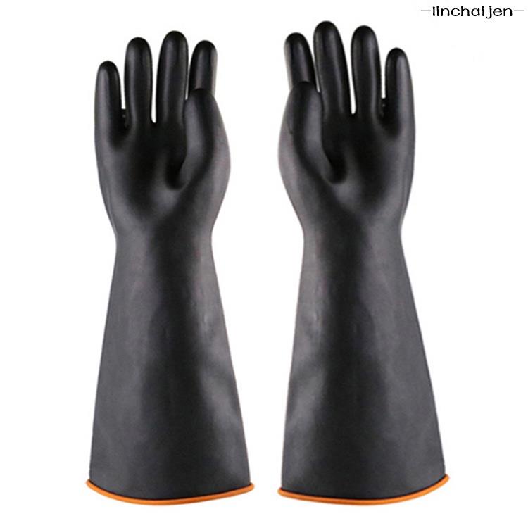 -linchaijen-乳膠手套 工業耐酸鹼 乳膠手套 黑色加長厚防水腐蝕 耐磨牛筋橡膠皮勞保防護