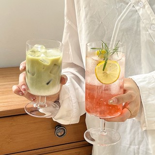 【銘行】【餐吧用具特賣】夏季ins風高腳果汁杯玻璃杯咖啡廳奶茶冷飲杯雞尾酒飲品杯飲料杯
