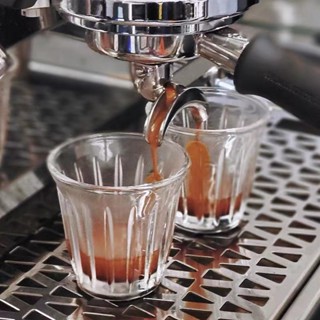 【銘行】【餐吧用具特賣】意式濃縮咖啡杯玻璃喝水杯冷萃摩卡條紋牛奶小茶杯ins復古澳白杯