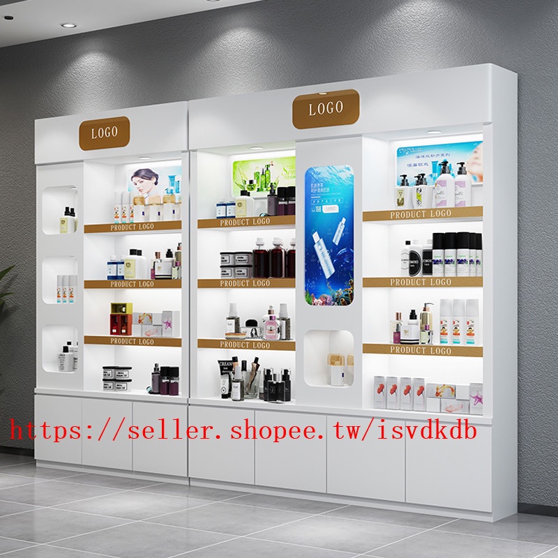 新品 代客組裝 低價定製化妝品展示櫃美容院產品櫃簡約現代護膚品貨架烤漆櫃店鋪樣品貨櫃