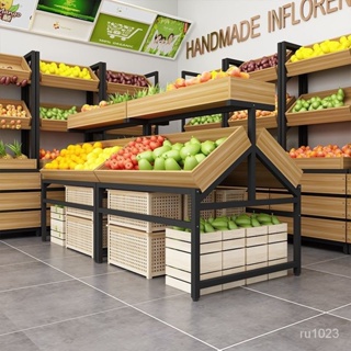 【貨架/展示架】生鮮超市水果貨架展示架蔬菜架子水果店擺果框鋼木果蔬置物架商用 SZ4I