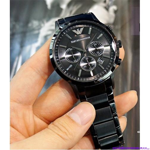 美國直郵Armani阿曼尼手錶男士黑色不鏽鋼帶三眼計時石英男錶AR2453原廠公司貨