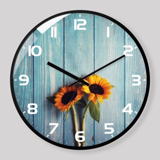 簡約現代小清新掛鐘創意家用石英鐘表客廳臥室裝飾表向日葵款時鐘