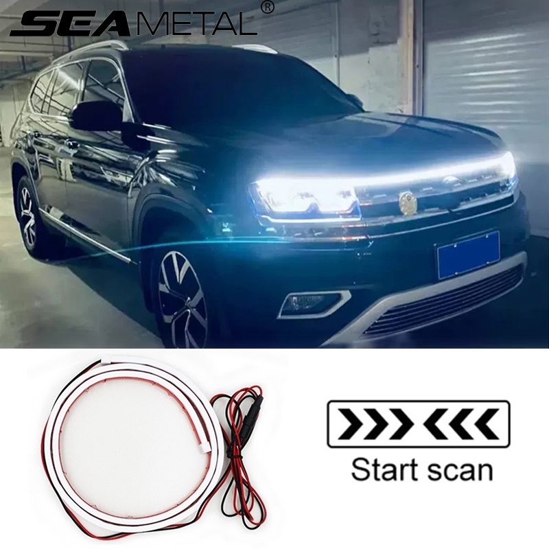 SEAMETAL LED汽車引擎蓋燈DRL啟動掃描轉向信號燈日間行車燈防水通用行車燈條