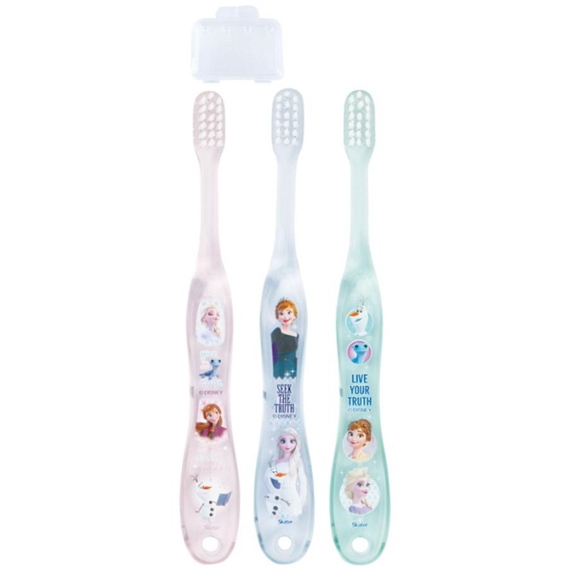 正版 SKATER 公主 透明兒童牙刷3入組附蓋 3-5y 幼兒牙刷 兒童牙刷 牙齒清潔 3支一組 超細纖維毛刷