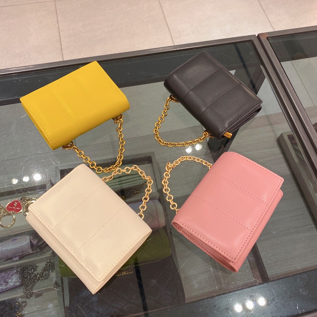 CHARLES &amp; KEITH22春夏新款新加坡小CK代購包包CK6-10770534女士絎縫鏈條手提短款錢包零錢包卡夾