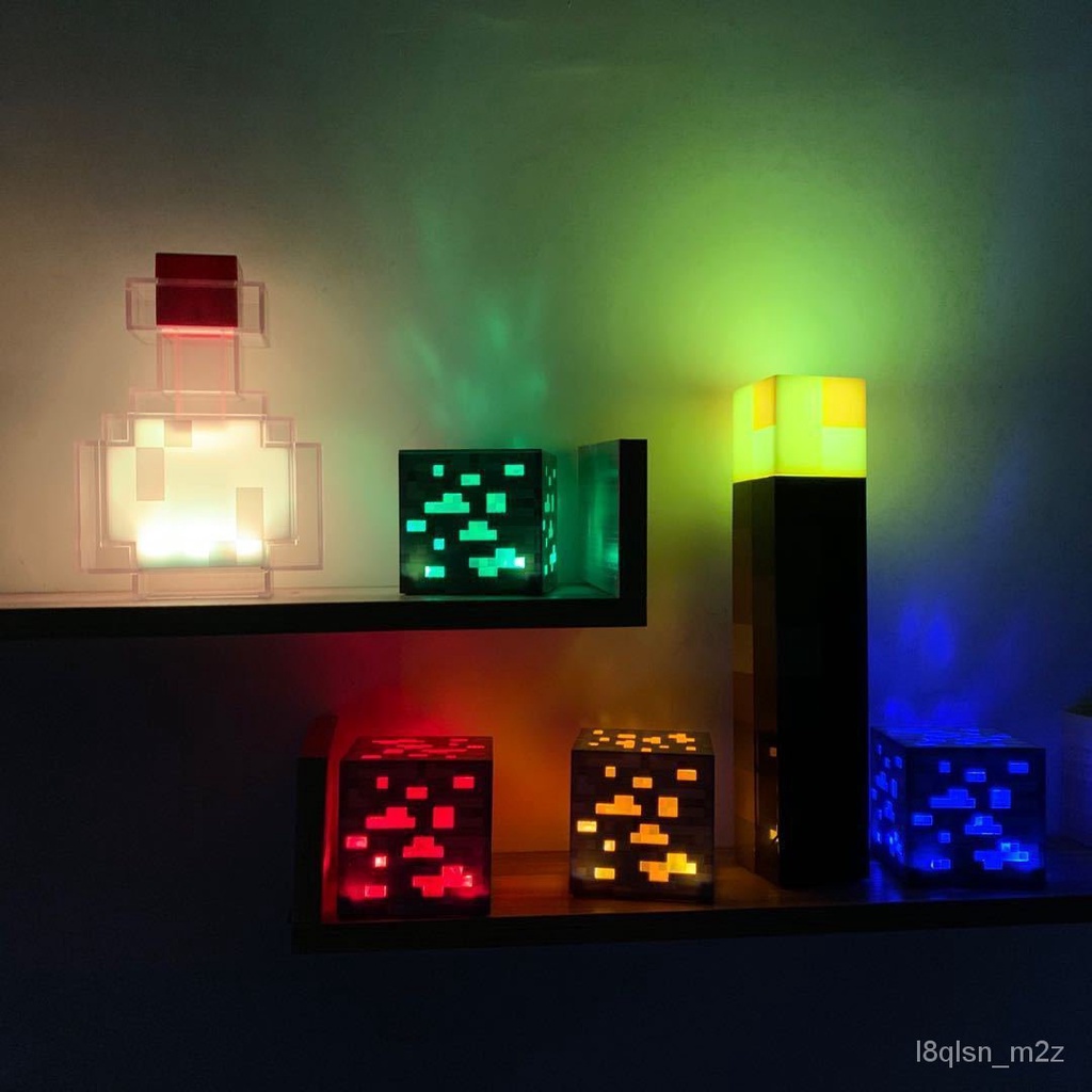 💕臺灣熱賣熱賣💕我的世界遊戲週邊Minecraft火炬火把可亮LED燈創意紅藍礦燈 夜燈