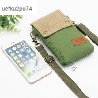 熱賣-簡約款 布質 手機袋 斜背 帆布 素色 iPhone12手機包 肩揹包 男女通用 迷你小挎包 隨身小包包 裝手機2