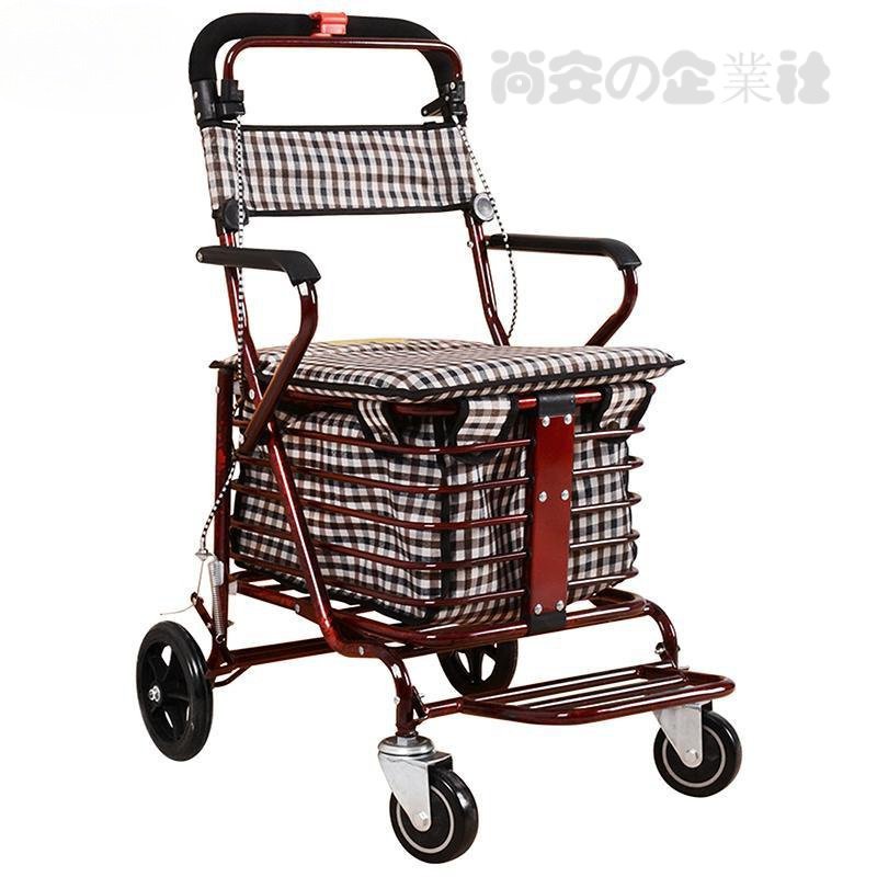 『免運』老年代步車折疊購物車座椅可坐四輪買菜助步可推小拉車老人手推車 MJAK