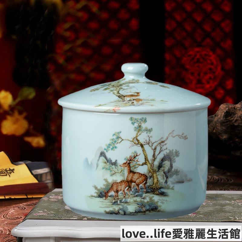 「台灣出貨」景德鎮陶瓷手工製作簡約時尚米缸家用5斤裝小米桶新米儲物罐復古大號茶葉罐