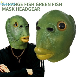 Weird Fish Green Fish Mask Latex Green Fish Headgear Run Bob