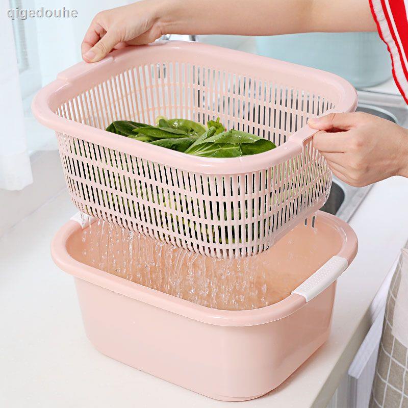 現貨◐✌食品瀝水籃塑膠廚房洗菜籃洗水果蔬菜籃筐多用淘菜盆滴水篩洗菜盆
