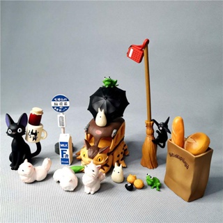 龍貓扭蛋 散貨 宮崎駿卡通龍貓公仔 龍貓巴士 黑貓吉吉 嘰喳 麵包模型玩具 ZIGR