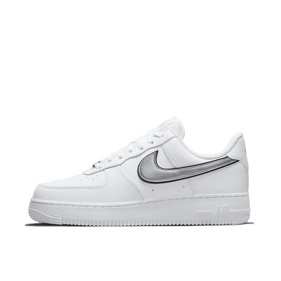 Nike Air Force 1 '07 W ESS 全白 金屬勾 白銀 低幫休閒板鞋DD1523-100女鞋