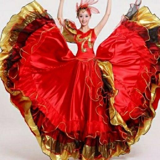 現代成人西班牙鬥牛舞蹈開場舞大擺裙表演服裝2023新款大氣洋裝