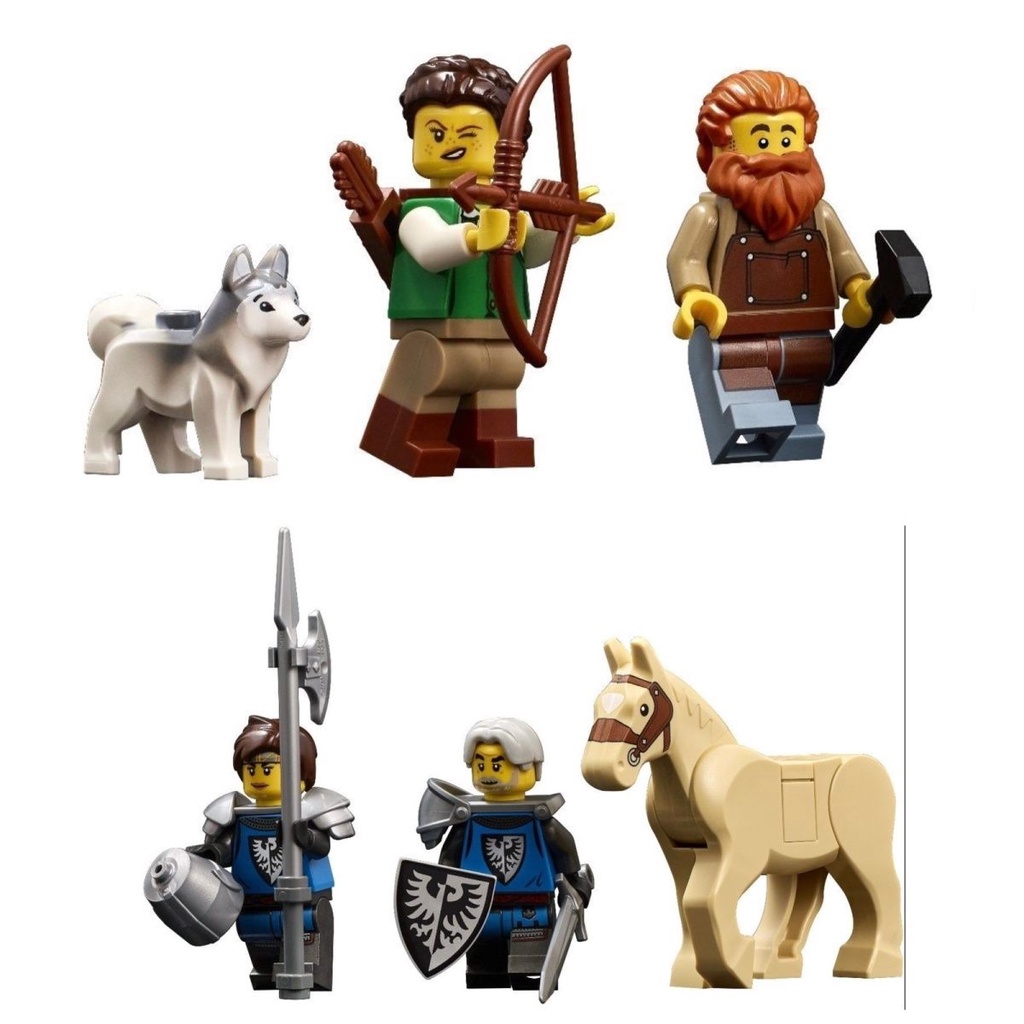中世紀 積木 中古 LEGO 21325 中世紀鐵匠鋪 人仔 正版騎士 士兵 馬匹