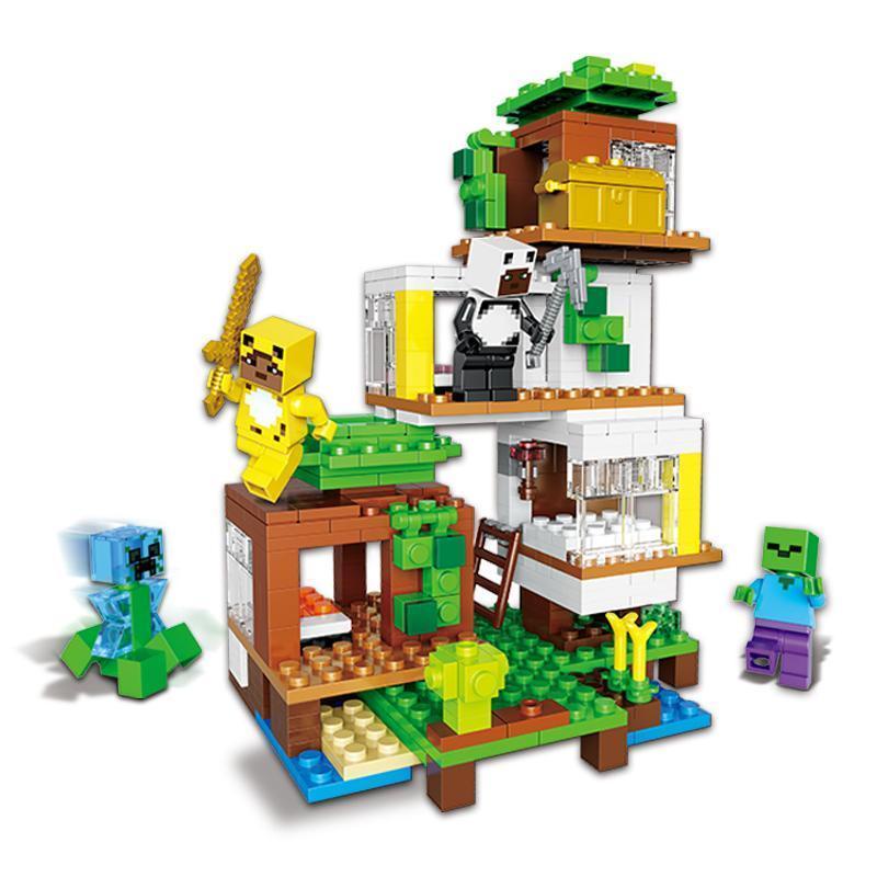 我的世界 積木 玩具 兼容樂高我的世界系列現代樹屋房子村莊人仔忍者拼裝積木益智玩具