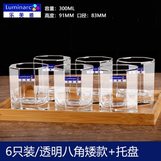 樂美雅 6 只裝 耐熱 玻璃杯 家用 透明 喝水杯 泡茶杯 牛奶 果汁杯 套裝 耐熱玻璃杯 家用透明杯套裝