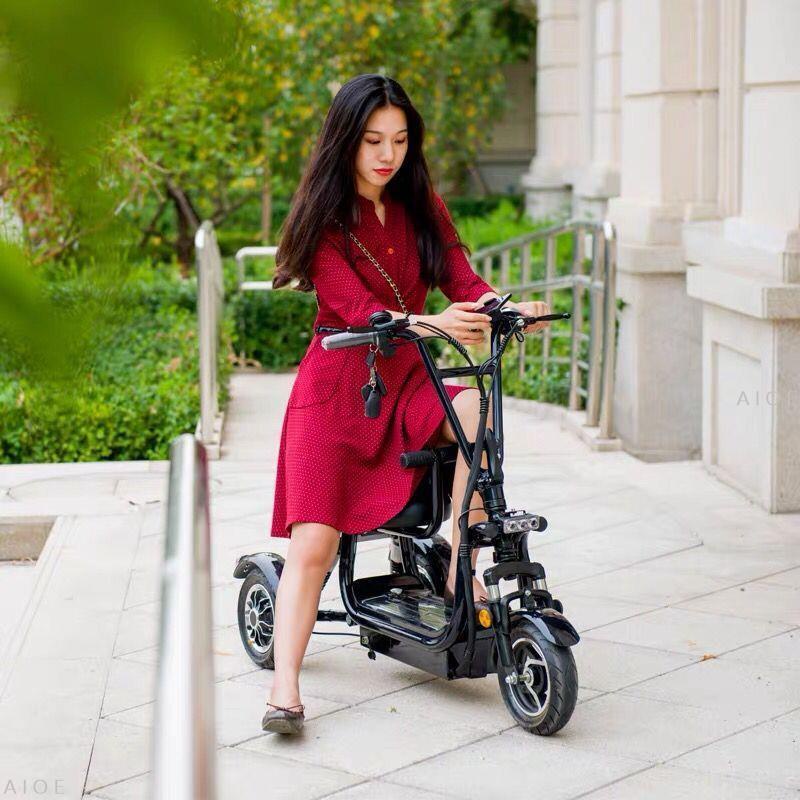 AIOE#折疊電動滑板自行車便攜小型鋰電成人三輪親子男女迷你代步駕電瓶