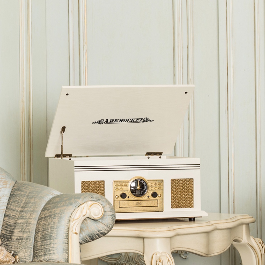 朝暮里 美國ARKROCKET美式復古黑膠唱機5合1 CD 收音機多功能家用唱片機