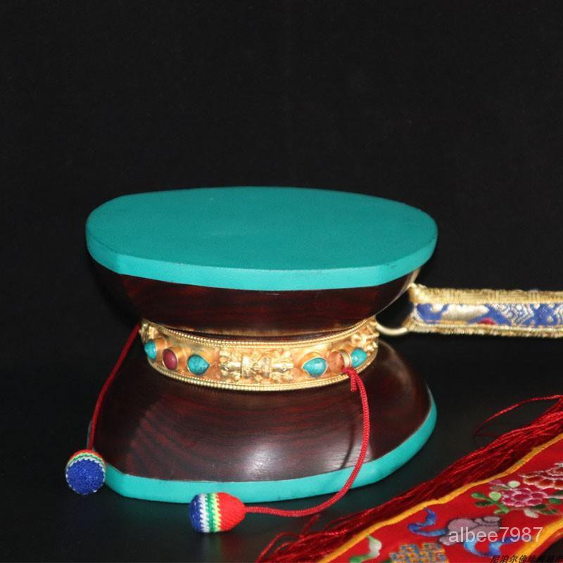 尼泊爾手工法鼓羊皮嘎巴拉鼓紫檀木手鼓西藏法器純手工製作鼓