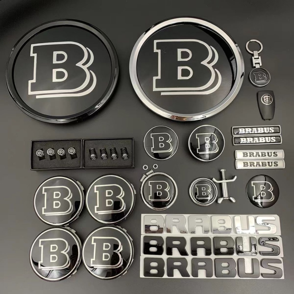 BENZ賓士改裝 巴博斯車標貼 輪轂蓋 尾標方向盤標 改裝飾貼C/E/S級機蓋標 GLC前大標 後字標 後尾箱標