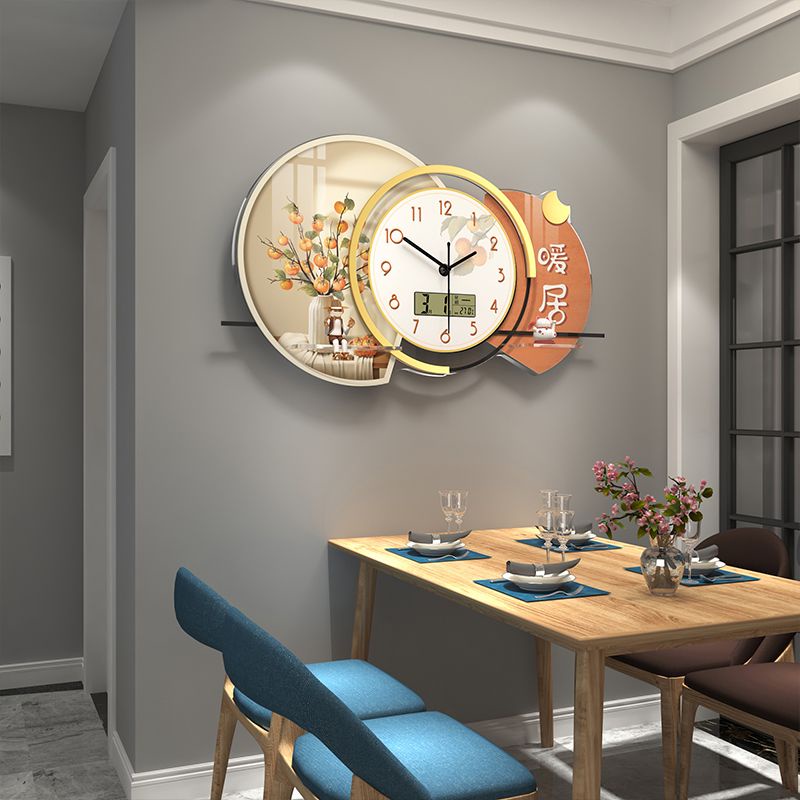 美世達柿柿如意掛鐘客廳鐘表家用創意大氣裝飾萬年歷2023年新款鐘