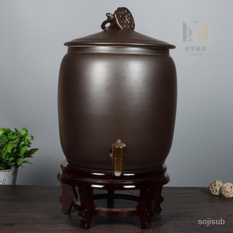 景德鎮陶瓷陶瓷水缸 20斤30斤傢用純凈水桶 泡茶儲水罐 冷水壺帶蓋