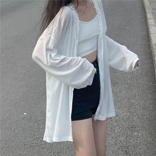 薄款涼感外套 女生襯衫上衣 大尺碼防曬衣 防曬薄外套 防曬抗uv外套 薄款連帽防曬衣開衫外套女夏季韓版新款長袖寬松很仙的