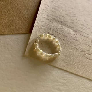 冰淇淋系列 椰奶冰淇淋💛🤍 手工製作 串珠戒指 飾品