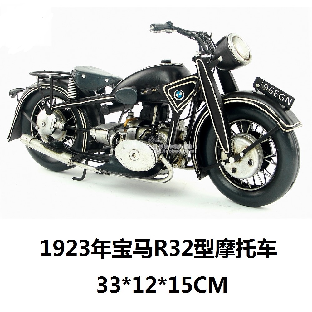 復古鐵藝摩托車模型擺設桌面裝飾品寶馬R32摩托車鐵皮創意裝飾