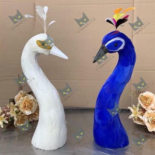 Shenglong模型/模擬孔雀頭擺件羽毛婚慶道具餐桌婚宴擺件花藝家居裝飾鳳凰頭模型