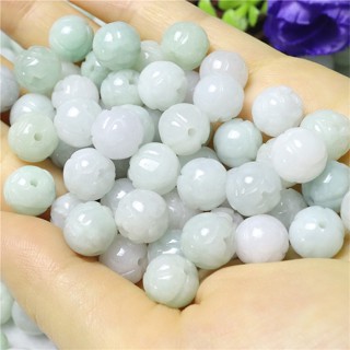 GZXY818-熱銷款緬甸a貨10mm蓮花珠珠天然翡翠轉運珠吊墜項鏈配件批發零售