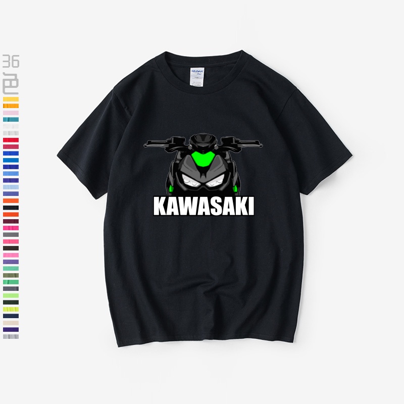 Kawasaki川崎忍者H2機車摩托車T恤短袖簡約衣服男女圓領大碼寬松