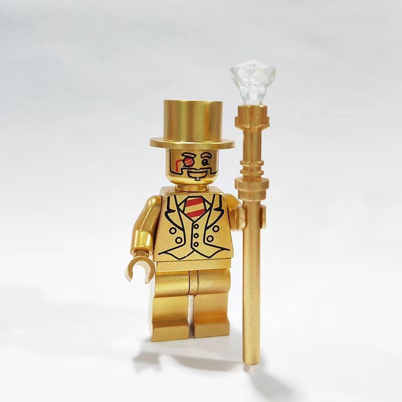 人仔 積木 玩具 兼容樂高人仔積木拼裝玩具小顆粒兒童禮物電鍍小金人Mr Gold