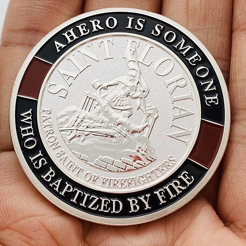 美國消防員英雄勛章鍍銀紀念章 退伍金幣硬幣工藝外貿紀念幣