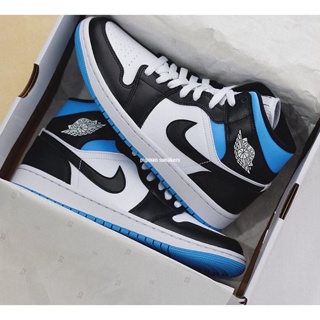 Nike Air Jordan 1 Mid 黑白藍 閃電 耐磨 籃球鞋 男女鞋 BQ6472-102