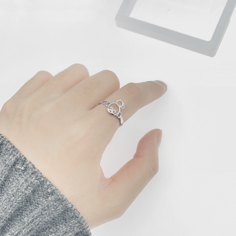 日韓風指環925銀猴子尾戒悟空開口戒指女手飾品       簡單包裝     個性戒指