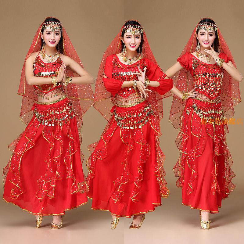 熱賣🌈肚皮舞裙子印度女服裝服裝成人印度舞蹈衣服練習服表演演出服套裝