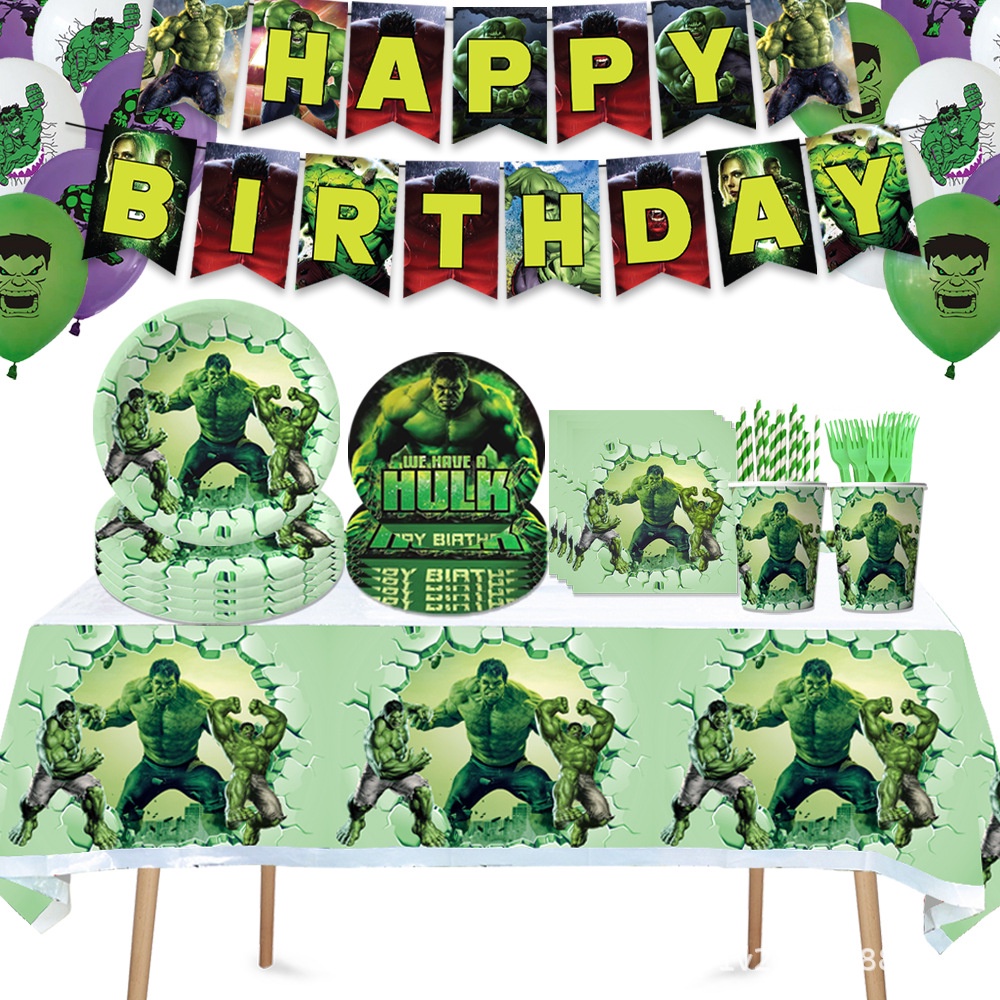 綠巨人浩克 漫威系列生日派對餐具用品紙盤紙巾桌布裝飾布置用品