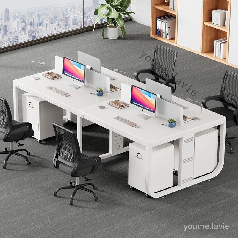 【采美生活】員工辦公室辦公桌員工工位雙人電腦桌臺式單人多人工作位桌椅組閤