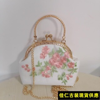 🚚臺灣出貨🚚古典女包新款手提斜挎網紗刺繡清新小梅花漢服旗袍百搭包/佳仁
