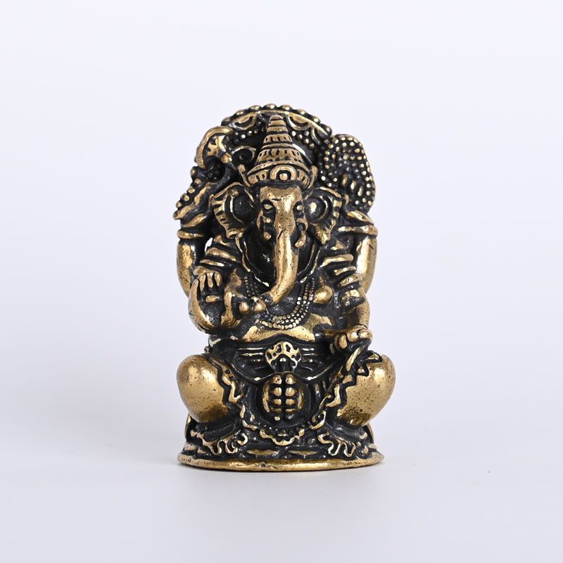 （善福閣 開光象神）純銅象鼻財神擺件泰國象神印度紅財神護法神像擺件（小偉精品）