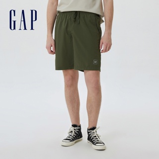 Gap 男裝 Logo彈力抽繩鬆緊短褲 輕透氣系列-軍綠色(602717)