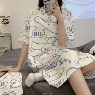 【熱銷新品】送收納袋夏季睡裙女網紅爆款家居服薄款短袖睡衣大碼寬松卡通學生加大碼女士睡衣居家服家居服