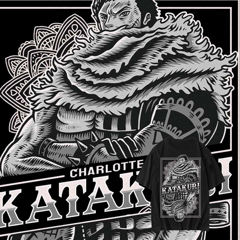 海賊王聯名T恤男夏洛特卡塔庫栗糯糯果實印花男生夏季短袖青年棉t