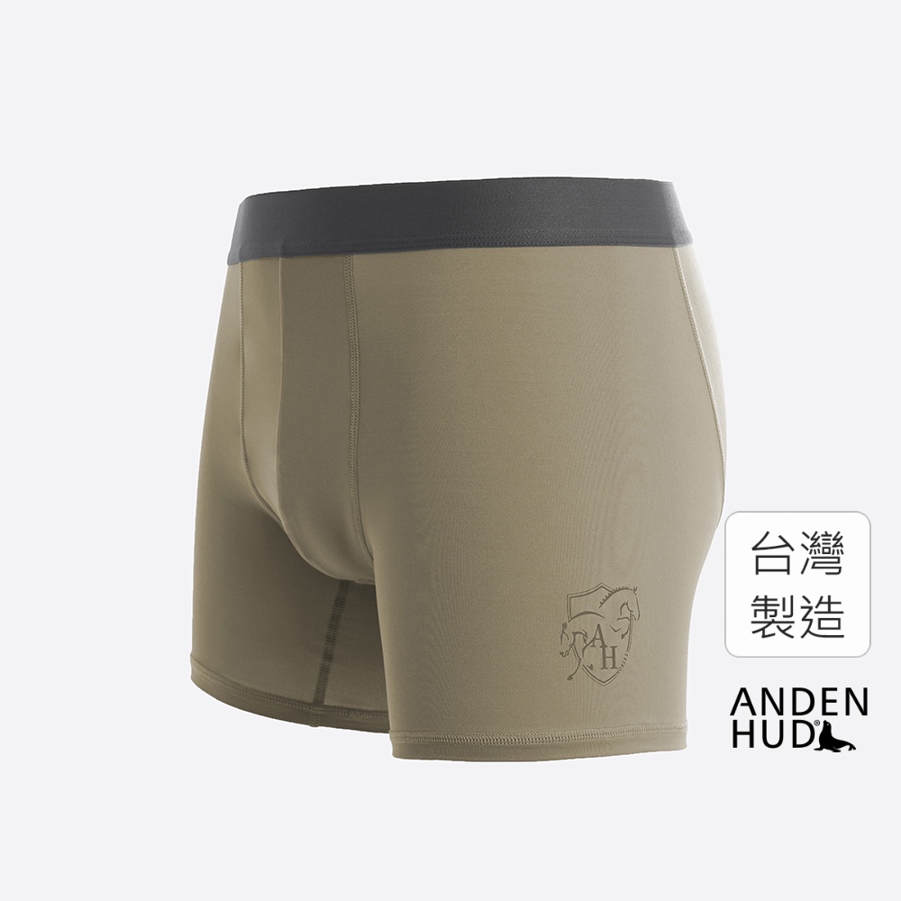 【Anden Hud】男款_吸濕排汗機能系列．長版腰帶平口內褲(塞納卡其-馬匹) 台灣製