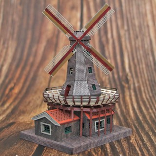 炫酷潮玩彩色版金屬鐵藝DIY建築拼裝模型3D免膠立體拼圖 荷蘭風車